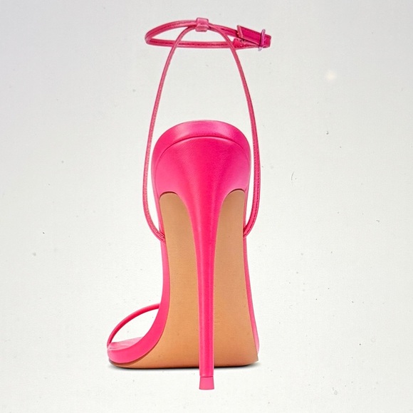 Femme Los Angeles Women’s Shiny Pink Stiletto Ankle Strap Sandals Size 7 NWOT - Picture 2 of 14